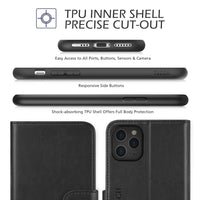TUCCH Wallet Case for iPhone 11 Pro, Magnetic Auto Wake Sleep RFID Blocking Card Slots [TPU Shockproof Interior Case], PU Leather Stand Flip Cover Compatible with iPhone 11 Pro 5.8 inch, Black - 7DAY'S