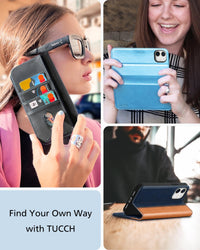 TUCCH Wallet Case for iPhone 12 Pro/iPhone 12 5G, Premium PU Leather Flip Folio Cover with Card Slot, Stand Book Design [Shockproof TPU Interior Case] Compatible with iPhone 12/12 Pro 6.1 - inch, Black - 7DAY'S