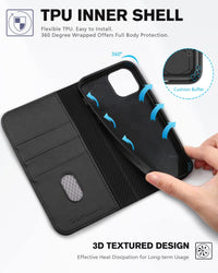 TUCCH Wallet Case for iPhone 12 Pro/iPhone 12 5G, Premium PU Leather Flip Folio Cover with Card Slot, Stand Book Design [Shockproof TPU Interior Case] Compatible with iPhone 12/12 Pro 6.1 - inch, Black - 7DAY'S