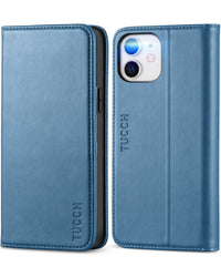 TUCCH Wallet Case for iPhone 12 Pro/iPhone 12 5G, Premium PU Leather Flip Folio Cover with Card Slot, Stand Book Design [Shockproof TPU Interior Case] Compatible with iPhone 12/12 Pro 6.1 - inch, Black - 7DAY'S