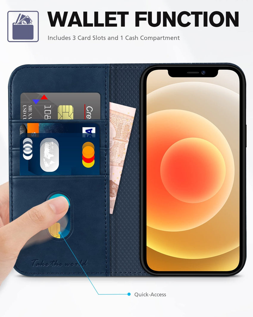 TUCCH Wallet Case for iPhone 12 Pro/iPhone 12 5G, Premium PU Leather Flip Folio Cover with Card Slot, Stand Book Design [Shockproof TPU Interior Case] Compatible with iPhone 12/12 Pro 6.1 - inch, Black - 7DAY'S