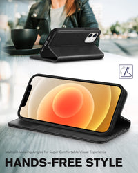 TUCCH Wallet Case for iPhone 12 Pro/iPhone 12 5G, Premium PU Leather Flip Folio Cover with Card Slot, Stand Book Design [Shockproof TPU Interior Case] Compatible with iPhone 12/12 Pro 6.1 - inch, Black - 7DAY'S