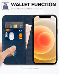 TUCCH Wallet Case for iPhone 12 Pro/iPhone 12 5G, Premium PU Leather Flip Folio Cover with Card Slot, Stand Book Design [Shockproof TPU Interior Case] Compatible with iPhone 12/12 Pro 6.1 - inch, Black - 7DAY'S