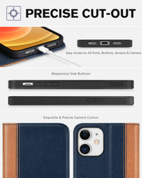 TUCCH Wallet Case for iPhone 12 Pro/iPhone 12 5G, Premium PU Leather Flip Folio Cover with Card Slot, Stand Book Design [Shockproof TPU Interior Case] Compatible with iPhone 12/12 Pro 6.1 - inch, Black - 7DAY'S
