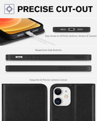 TUCCH Wallet Case for iPhone 12 Pro/iPhone 12 5G, Premium PU Leather Flip Folio Cover with Card Slot, Stand Book Design [Shockproof TPU Interior Case] Compatible with iPhone 12/12 Pro 6.1 - inch, Black - 7DAY'S