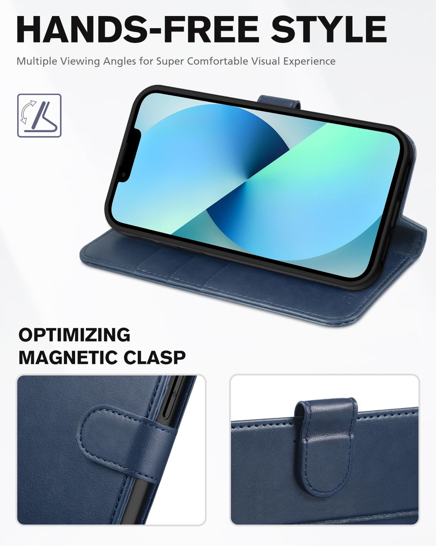 TUCCH Wallet Case for iPhone 13 Mini, [TPU Shockproof Inner Shell] PU Leather [RFID Blocking] [Credit Card Holder] Magnetic Stand Flip Cover Compatible with iPhone 13 Mini 5.4 - inch 2021, Black - 7DAY'S