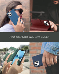 TUCCH Wallet Case for iPhone 13 Mini, [TPU Shockproof Inner Shell] PU Leather [RFID Blocking] [Credit Card Holder] Magnetic Stand Flip Cover Compatible with iPhone 13 Mini 5.4 - inch 2021, Black - 7DAY'S