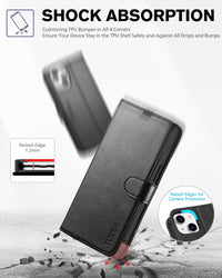 TUCCH Wallet Case for iPhone 13 Mini, [TPU Shockproof Inner Shell] PU Leather [RFID Blocking] [Credit Card Holder] Magnetic Stand Flip Cover Compatible with iPhone 13 Mini 5.4 - inch 2021, Black - 7DAY'S