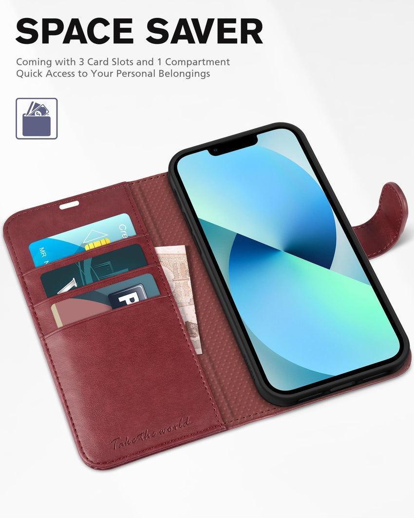 TUCCH Wallet Case for iPhone 13 Mini, [TPU Shockproof Inner Shell] PU Leather [RFID Blocking] [Credit Card Holder] Magnetic Stand Flip Cover Compatible with iPhone 13 Mini 5.4 - inch 2021, Black - 7DAY'S