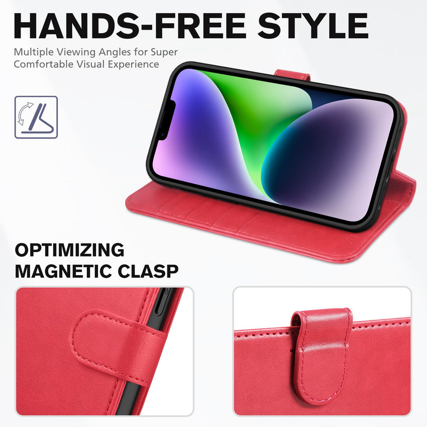 TUCCH Wallet Case for iPhone 14 Plus, [RFID Blocking] 4 Card Holder Stand [Shockproof TPU Interior Case] PU Leather Magnetic Protective Flip Cover Compatible with iPhone 14 Plus 6.7" 2022, Black - 7DAY'S
