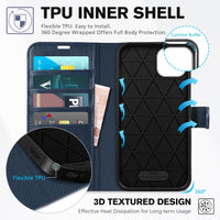 TUCCH Wallet Case for iPhone 14 Plus, [RFID Blocking] 4 Card Holder Stand [Shockproof TPU Interior Case] PU Leather Magnetic Protective Flip Cover Compatible with iPhone 14 Plus 6.7" 2022, Black - 7DAY'S