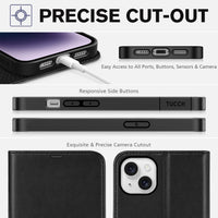 TUCCH Wallet Case for iPhone 14 Plus, [RFID Blocking] 4 Card Holder Stand [Shockproof TPU Interior Case] PU Leather Magnetic Protective Flip Cover Compatible with iPhone 14 Plus 6.7" 2022, Black - 7DAY'S