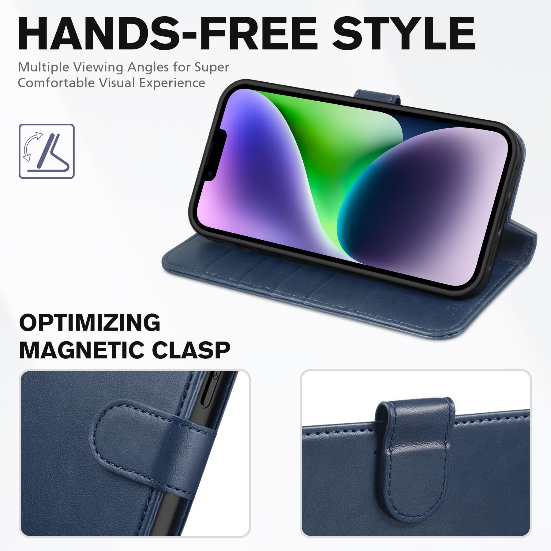 TUCCH Wallet Case for iPhone 14 Plus, [RFID Blocking] 4 Card Holder Stand [Shockproof TPU Interior Case] PU Leather Magnetic Protective Flip Cover Compatible with iPhone 14 Plus 6.7" 2022, Black - 7DAY'S