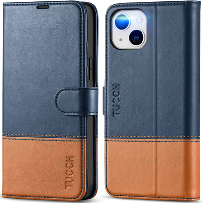 TUCCH Wallet Case for iPhone 14 Plus, [RFID Blocking] 4 Card Holder Stand [Shockproof TPU Interior Case] PU Leather Magnetic Protective Flip Cover Compatible with iPhone 14 Plus 6.7" 2022, Black - 7DAY'S