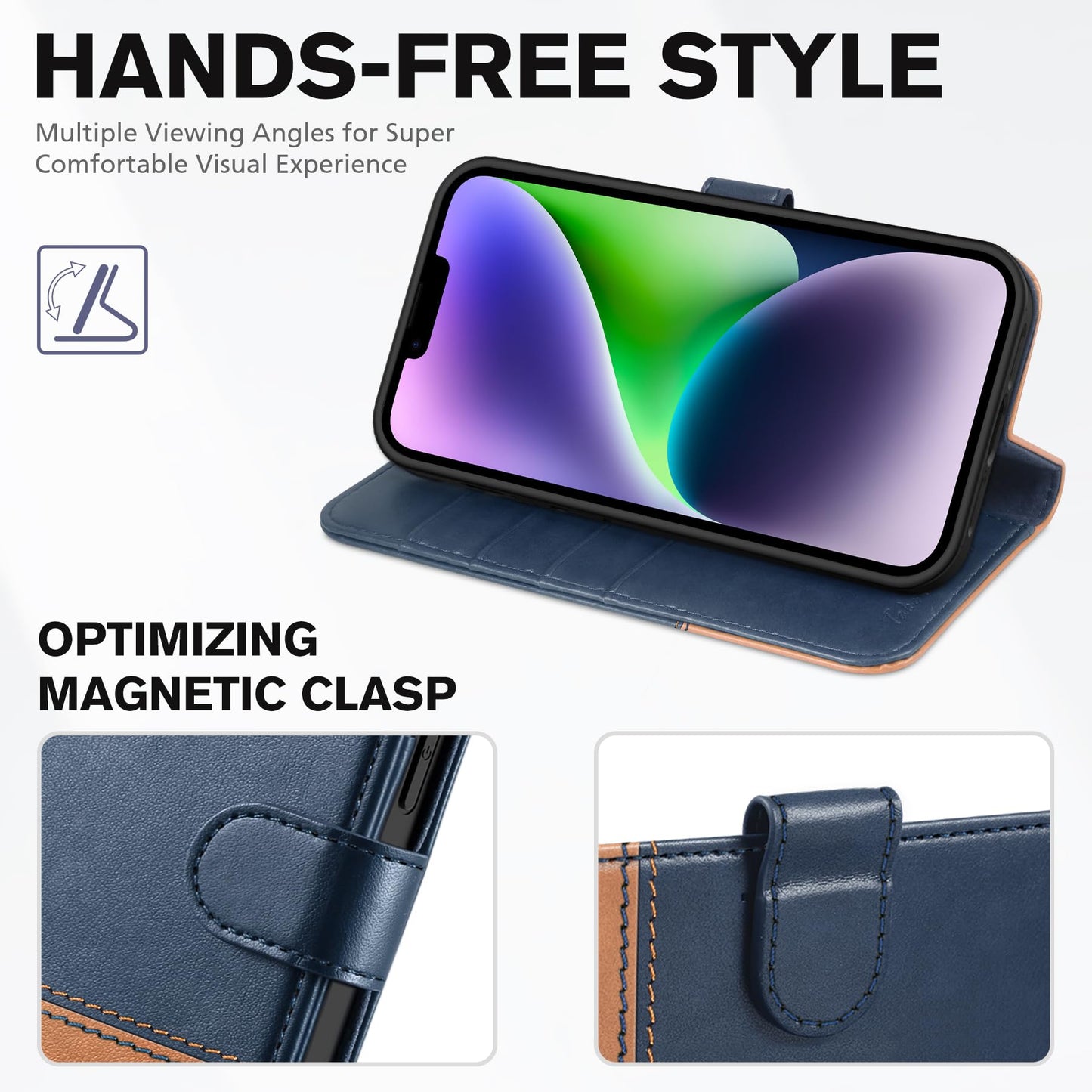 TUCCH Wallet Case for iPhone 14 Plus, [RFID Blocking] 4 Card Holder Stand [Shockproof TPU Interior Case] PU Leather Magnetic Protective Flip Cover Compatible with iPhone 14 Plus 6.7" 2022, Black - 7DAY'S