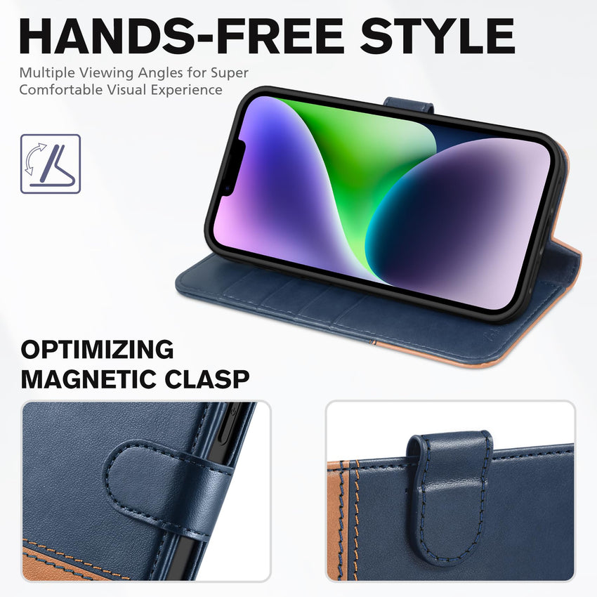 TUCCH Wallet Case for iPhone 14 Plus, [RFID Blocking] 4 Card Holder Stand [Shockproof TPU Interior Case] PU Leather Magnetic Protective Flip Cover Compatible with iPhone 14 Plus 6.7" 2022, Black - 7DAY'S