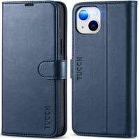 TUCCH Wallet Case for iPhone 14 Plus, [RFID Blocking] 4 Card Holder Stand [Shockproof TPU Interior Case] PU Leather Magnetic Protective Flip Cover Compatible with iPhone 14 Plus 6.7" 2022, Black - 7DAY'S