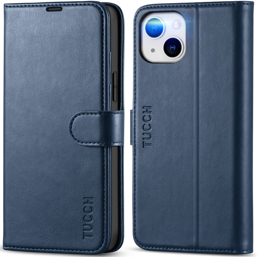 TUCCH Wallet Case for iPhone 14 Plus, [RFID Blocking] 4 Card Holder Stand [Shockproof TPU Interior Case] PU Leather Magnetic Protective Flip Cover Compatible with iPhone 14 Plus 6.7" 2022, Black - 7DAY'S