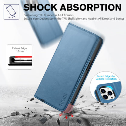 TUCCH Wallet Case for iPhone 14 Pro 6.1 5G, PU Leather Folio Case with [RFID Blocking] [3 Card Slot], Kickstand Book Design [Shockproof TPU Interior Case] Compatible with iPhone 14 Pro, Dark Blue - 7DAY'S