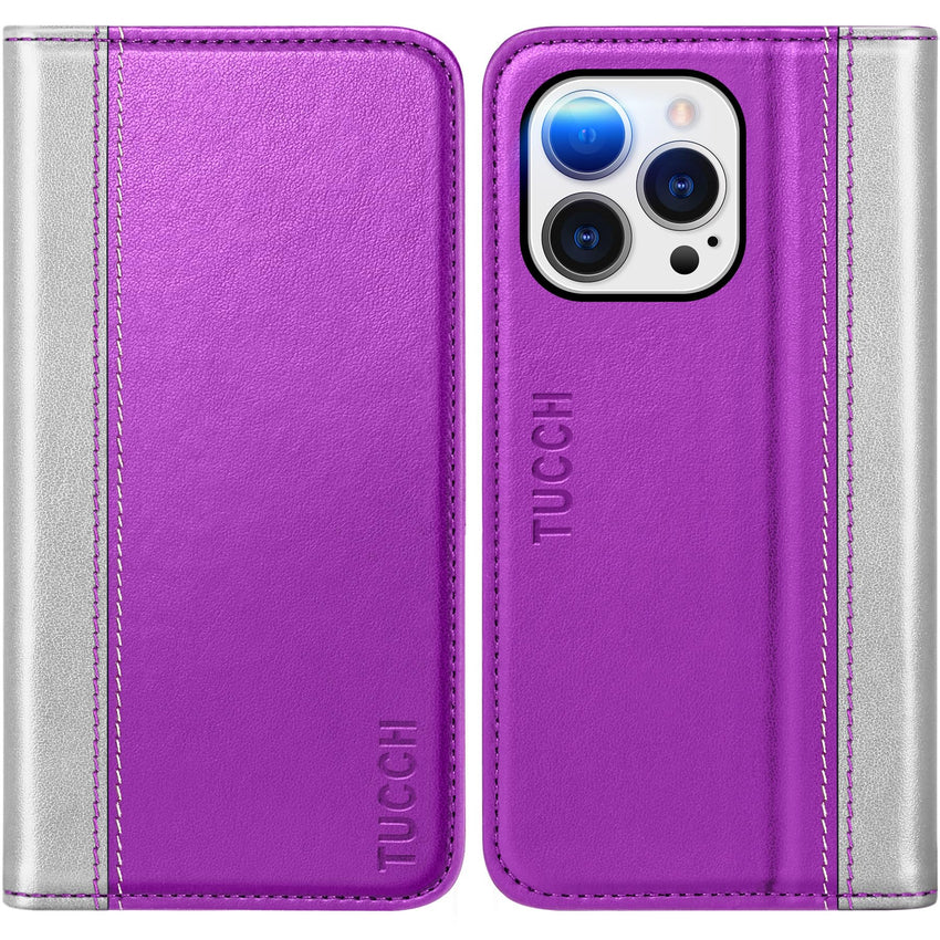 TUCCH Wallet Case for iPhone 14 Pro 6.1 5G, PU Leather Folio Case with [RFID Blocking] [3 Card Slot], Kickstand Book Design [Shockproof TPU Interior Case] Compatible with iPhone 14 Pro, Dark Blue - 7DAY'S