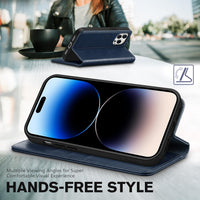 TUCCH Wallet Case for iPhone 14 Pro 6.1 5G, PU Leather Folio Case with [RFID Blocking] [3 Card Slot], Kickstand Book Design [Shockproof TPU Interior Case] Compatible with iPhone 14 Pro, Dark Blue - 7DAY'S