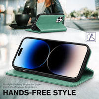 TUCCH Wallet Case for iPhone 14 Pro 6.1 5G, PU Leather Folio Case with [RFID Blocking] [3 Card Slot], Kickstand Book Design [Shockproof TPU Interior Case] Compatible with iPhone 14 Pro, Dark Blue - 7DAY'S
