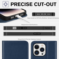 TUCCH Wallet Case for iPhone 14 Pro 6.1 5G, PU Leather Folio Case with [RFID Blocking] [3 Card Slot], Kickstand Book Design [Shockproof TPU Interior Case] Compatible with iPhone 14 Pro, Dark Blue - 7DAY'S