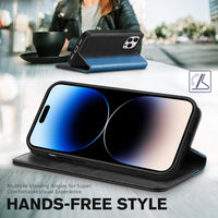 TUCCH Wallet Case for iPhone 14 Pro 6.1 5G, PU Leather Folio Case with [RFID Blocking] [3 Card Slot], Kickstand Book Design [Shockproof TPU Interior Case] Compatible with iPhone 14 Pro, Dark Blue - 7DAY'S