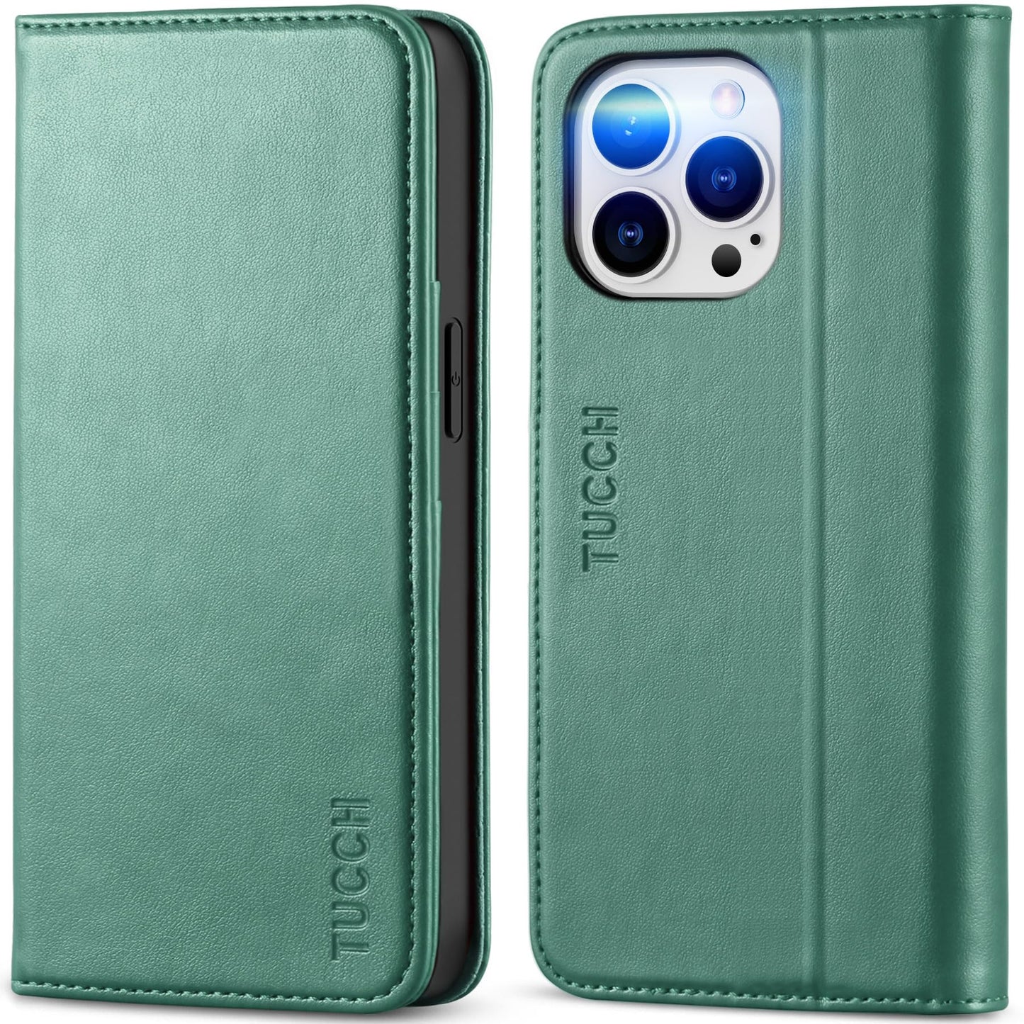 TUCCH Wallet Case for iPhone 14 Pro 6.1 5G, PU Leather Folio Case with [RFID Blocking] [3 Card Slot], Kickstand Book Design [Shockproof TPU Interior Case] Compatible with iPhone 14 Pro, Dark Blue - 7DAY'S