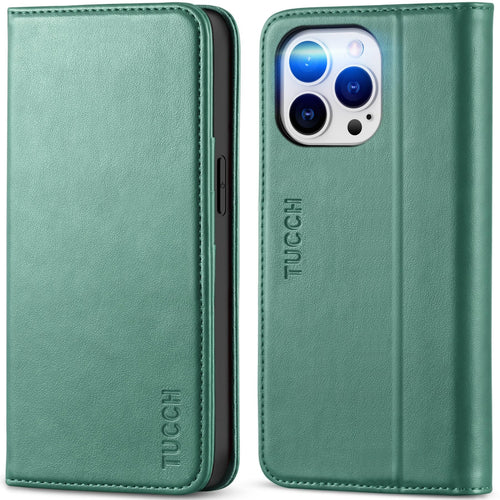 TUCCH Wallet Case for iPhone 14 Pro 6.1 5G, PU Leather Folio Case with [RFID Blocking] [3 Card Slot], Kickstand Book Design [Shockproof TPU Interior Case] Compatible with iPhone 14 Pro, Dark Blue - 7DAY'S