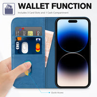TUCCH Wallet Case for iPhone 14 Pro 6.1 5G, PU Leather Folio Case with [RFID Blocking] [3 Card Slot], Kickstand Book Design [Shockproof TPU Interior Case] Compatible with iPhone 14 Pro, Dark Blue - 7DAY'S