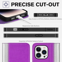 TUCCH Wallet Case for iPhone 14 Pro 6.1 5G, PU Leather Folio Case with [RFID Blocking] [3 Card Slot], Kickstand Book Design [Shockproof TPU Interior Case] Compatible with iPhone 14 Pro, Dark Blue - 7DAY'S