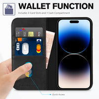 TUCCH Wallet Case for iPhone 14 Pro 6.1 5G, PU Leather Folio Case with [RFID Blocking] [3 Card Slot], Kickstand Book Design [Shockproof TPU Interior Case] Compatible with iPhone 14 Pro, Dark Blue - 7DAY'S