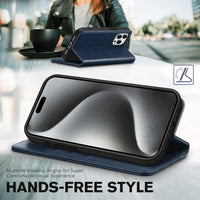 TUCCH Wallet Case for iPhone 15 Pro 6.1", PU Leather Folio with RFID Blocking [3 Card Slot], Kickstand Book Design [Shockproof TPU Interior Case] Compatible with iPhone 15 Pro 5G 2023, Dark Blue - 7DAY'S