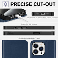 TUCCH Wallet Case for iPhone 15 Pro 6.1", PU Leather Folio with RFID Blocking [3 Card Slot], Kickstand Book Design [Shockproof TPU Interior Case] Compatible with iPhone 15 Pro 5G 2023, Dark Blue - 7DAY'S