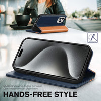 TUCCH Wallet Case for iPhone 15 Pro 6.1", PU Leather Folio with RFID Blocking [3 Card Slot], Kickstand Book Design [Shockproof TPU Interior Case] Compatible with iPhone 15 Pro 5G 2023, Dark Blue - 7DAY'S