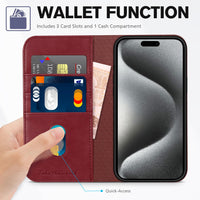TUCCH Wallet Case for iPhone 15 Pro 6.1", PU Leather Folio with RFID Blocking [3 Card Slot], Kickstand Book Design [Shockproof TPU Interior Case] Compatible with iPhone 15 Pro 5G 2023, Dark Blue - 7DAY'S