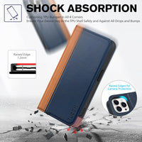 TUCCH Wallet Case for iPhone 15 Pro 6.1", PU Leather Folio with RFID Blocking [3 Card Slot], Kickstand Book Design [Shockproof TPU Interior Case] Compatible with iPhone 15 Pro 5G 2023, Dark Blue - 7DAY'S