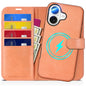 TUCCH Wallet Case for iPhone 16 Pro, [Removable] 2 in 1 [Wireless Charging] RFID Blocking [4 Card Holders] PU Leather Cover, Magnetic Detachable Folding Stand Folio Case for iPhone 16 Pro, Light Brown - 7DAY'S