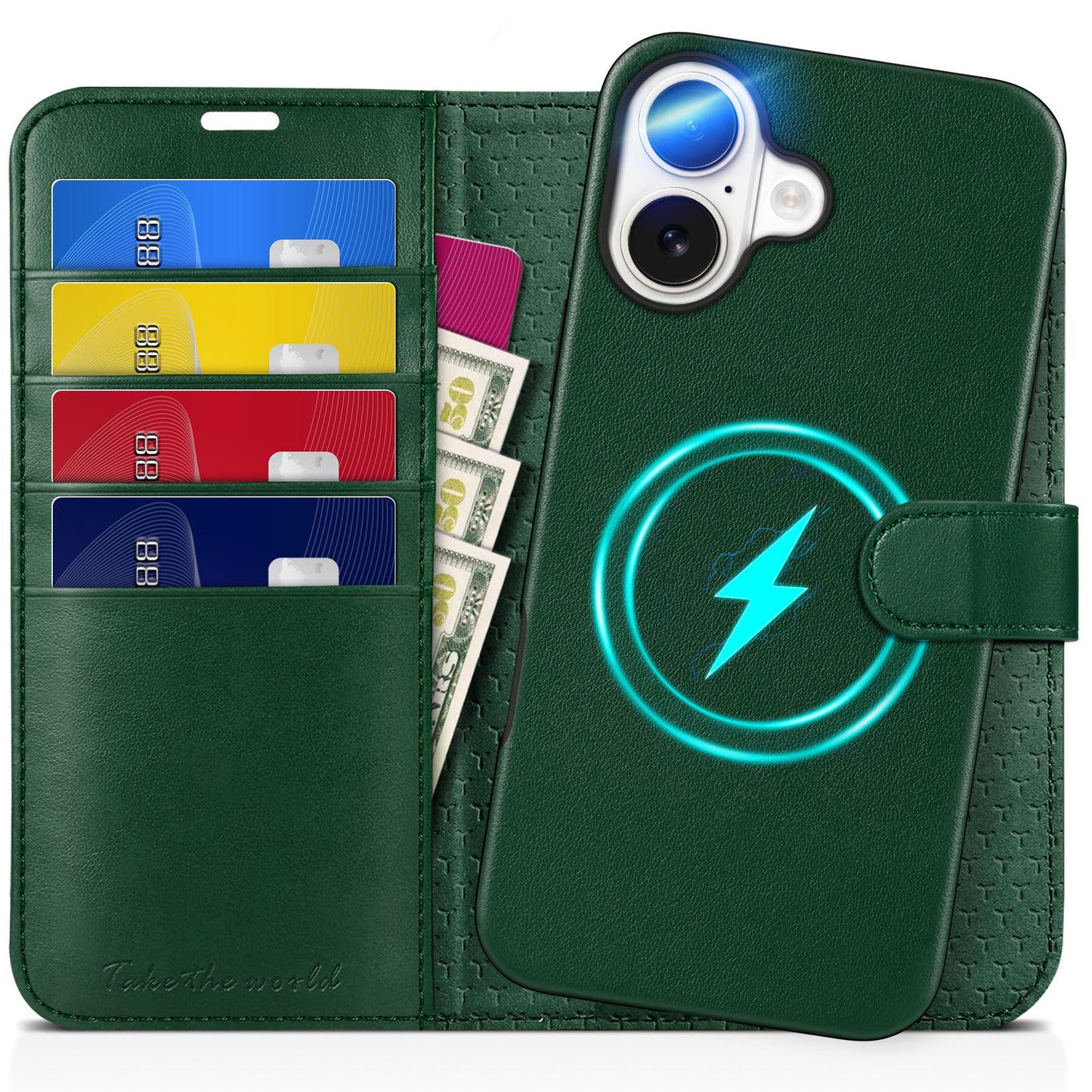 TUCCH Wallet Case for iPhone 16 Pro, [Removable] 2 in 1 [Wireless Charging] RFID Blocking [4 Card Holders] PU Leather Cover, Magnetic Detachable Folding Stand Folio Case for iPhone 16 Pro, Light Brown - 7DAY'S