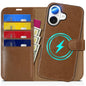 TUCCH Wallet Case for iPhone 16 Pro, [Removable] 2 in 1 [Wireless Charging] RFID Blocking [4 Card Holders] PU Leather Cover, Magnetic Detachable Folding Stand Folio Case for iPhone 16 Pro, Light Brown - 7DAY'S