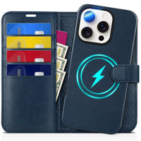 TUCCH Wallet Case for iPhone 16 Pro, [Removable] 2 in 1 [Wireless Charging] RFID Blocking [4 Card Holders] PU Leather Cover, Magnetic Detachable Folding Stand Folio Case for iPhone 16 Pro, Light Brown - 7DAY'S