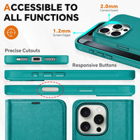 TUCCH Wallet Case for iPhone 16 Pro, [Removable] 2 in 1 [Wireless Charging] RFID Blocking [4 Card Holders] PU Leather Cover, Magnetic Detachable Folding Stand Folio Case for iPhone 16 Pro, Light Brown - 7DAY'S