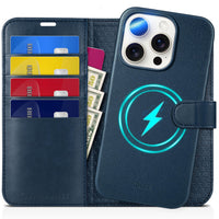 TUCCH Wallet Case for iPhone 16 Pro, [Removable] 2 in 1 [Wireless Charging] RFID Blocking [4 Card Holders] PU Leather Cover, Magnetic Detachable Folding Stand Folio Case for iPhone 16 Pro, Light Brown - 7DAY'S