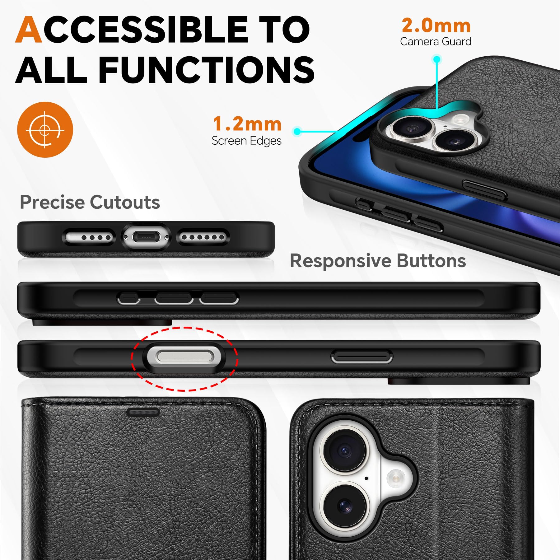 TUCCH Wallet Case for iPhone 16 Pro, [Removable] 2 in 1 [Wireless Charging] RFID Blocking [4 Card Holders] PU Leather Cover, Magnetic Detachable Folding Stand Folio Case for iPhone 16 Pro, Light Brown - 7DAY'S