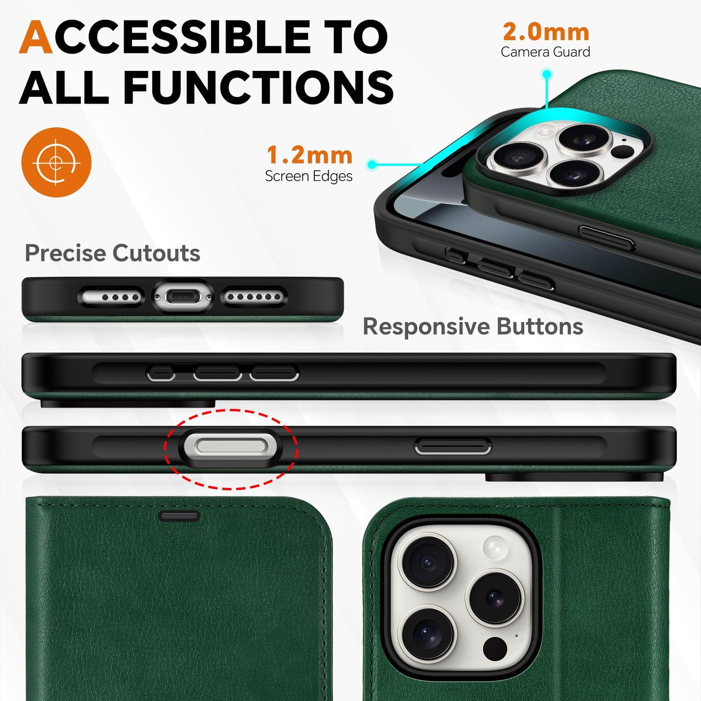 TUCCH Wallet Case for iPhone 16 Pro, [Removable] 2 in 1 [Wireless Charging] RFID Blocking [4 Card Holders] PU Leather Cover, Magnetic Detachable Folding Stand Folio Case for iPhone 16 Pro, Light Brown - 7DAY'S