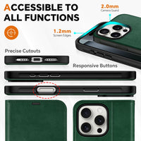 TUCCH Wallet Case for iPhone 16 Pro, [Removable] 2 in 1 [Wireless Charging] RFID Blocking [4 Card Holders] PU Leather Cover, Magnetic Detachable Folding Stand Folio Case for iPhone 16 Pro, Light Brown - 7DAY'S