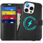 TUCCH Wallet Case for iPhone 16 Pro, [Removable] 2 in 1 [Wireless Charging] RFID Blocking [4 Card Holders] PU Leather Cover, Magnetic Detachable Folding Stand Folio Case for iPhone 16 Pro, Light Brown - 7DAY'S