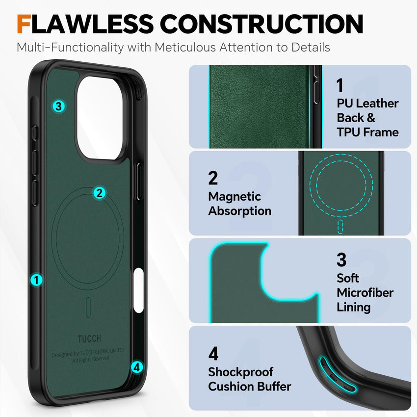 TUCCH Wallet Case for iPhone 16 Pro, [Removable] 2 in 1 [Wireless Charging] RFID Blocking [4 Card Holders] PU Leather Cover, Magnetic Detachable Folding Stand Folio Case for iPhone 16 Pro, Light Brown - 7DAY'S