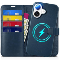 TUCCH Wallet Case for iPhone 16 Pro, [Removable] 2 in 1 [Wireless Charging] RFID Blocking [4 Card Holders] PU Leather Cover, Magnetic Detachable Folding Stand Folio Case for iPhone 16 Pro, Light Brown - 7DAY'S